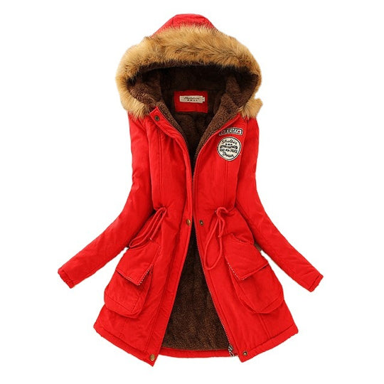 Damen Gefütterter Parka mit Kunstfellkapuze und Teddyfutter EB