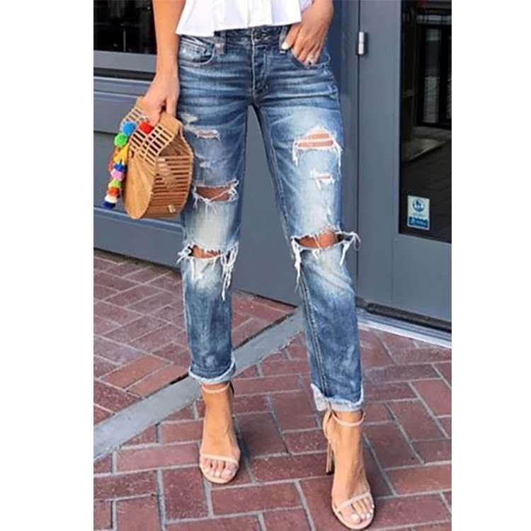 Damen Destroyed Jeans im Boyfriend-Stil EB
