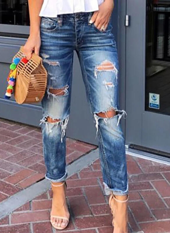 Damen Destroyed Jeans im Boyfriend-Stil EB