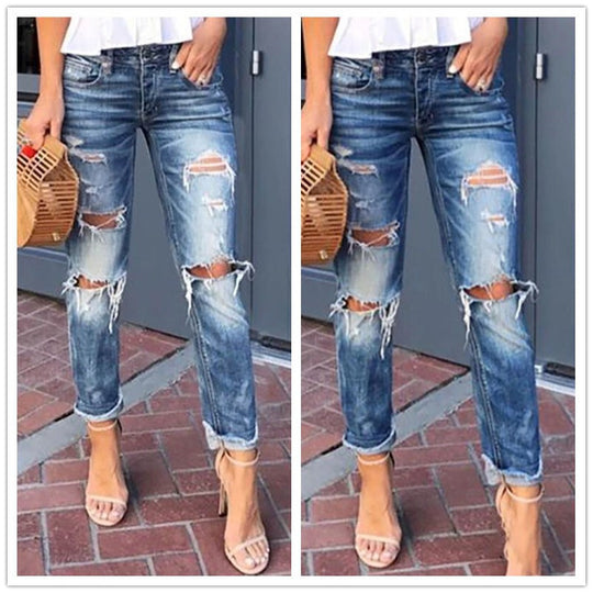 Damen Destroyed Jeans im Boyfriend-Stil EB