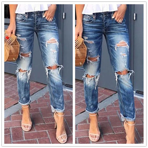 Damen Destroyed Jeans im Boyfriend-Stil EB