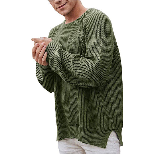 Herren lässiger Strickpullover mit Rippenstruktur und bequemer Passform EB