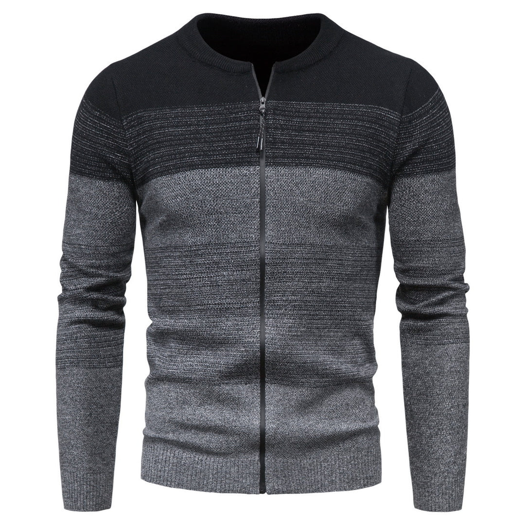 Herren modische Strickjacke mit durchgehendem Reißverschluss und Farbverlauf EB