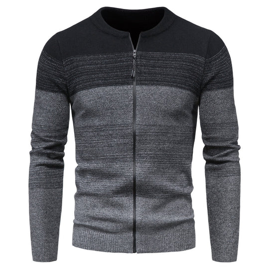 Herren modische Strickjacke mit durchgehendem Reißverschluss und Farbverlauf EB