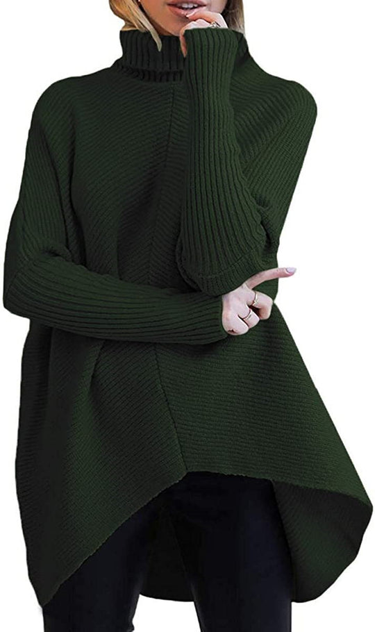 Damen gemütlicher Rollkragenpullover mit strukturiertem Design und asymmetrischem Schnitt EB