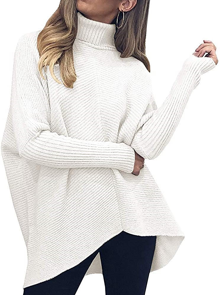Damen gemütlicher Rollkragenpullover mit strukturiertem Design und asymmetrischem Schnitt EB