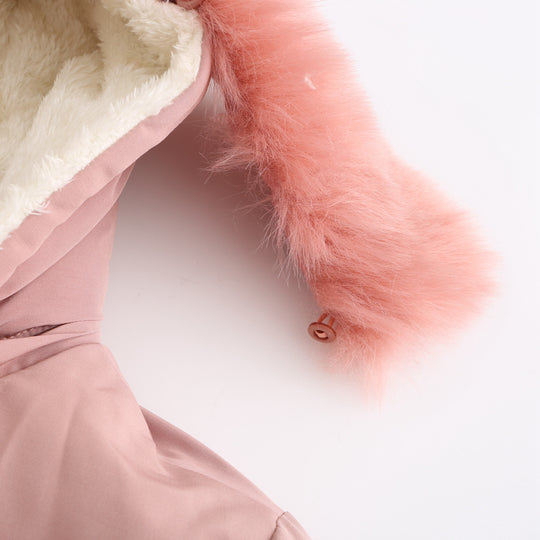 Damen modische Funktionsjacke mit abnehmbarer Kapuze und kuscheligem Kunstfell EB