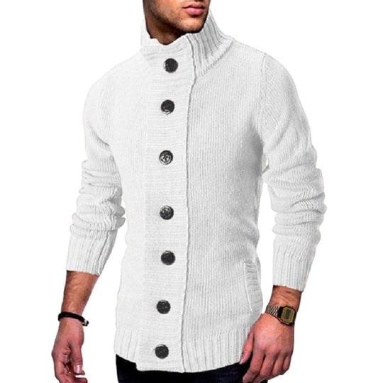 Herren Strickjacke mit hohem Kragen und dekorativen Knopfdetails EB