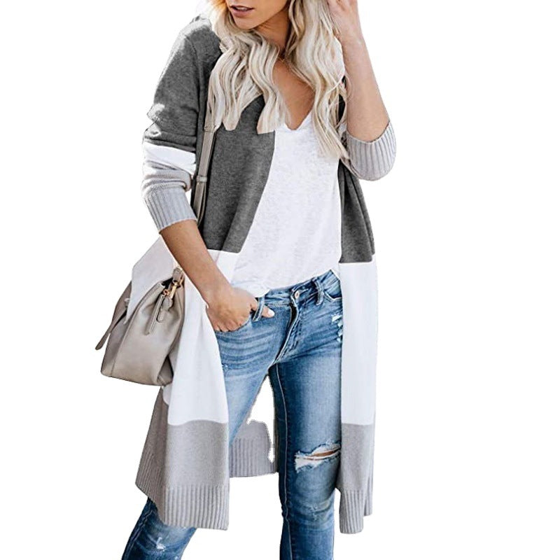 Damen Langstrickjacke mit modernem Farbblocking und bequemer Passform EB