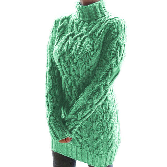Damen Strickpullover mit Rollkragen und Zopf-Muster EB