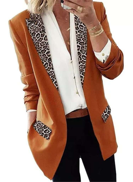 Damen Blazer mit modischen Leopardenapplikationen EB