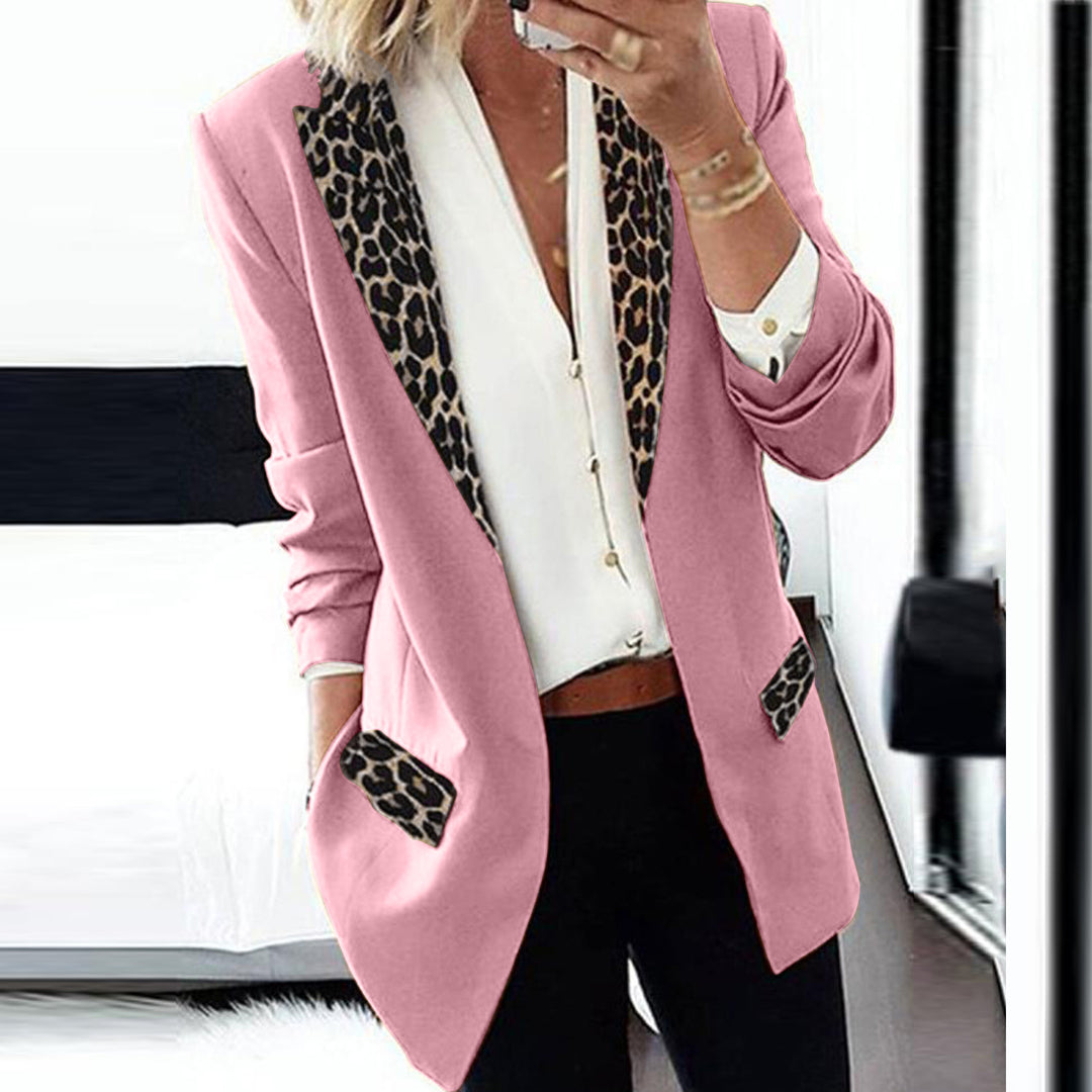 Damen Blazer mit modischen Leopardenapplikationen EB