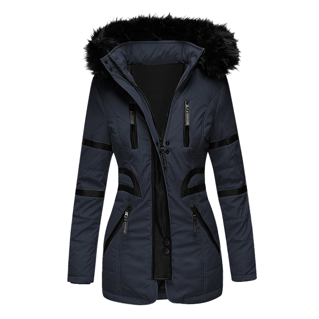 Damen isolierte Parkajacke mit abnehmbarem Kunstfellkragen und vielseitigen Taschen EB