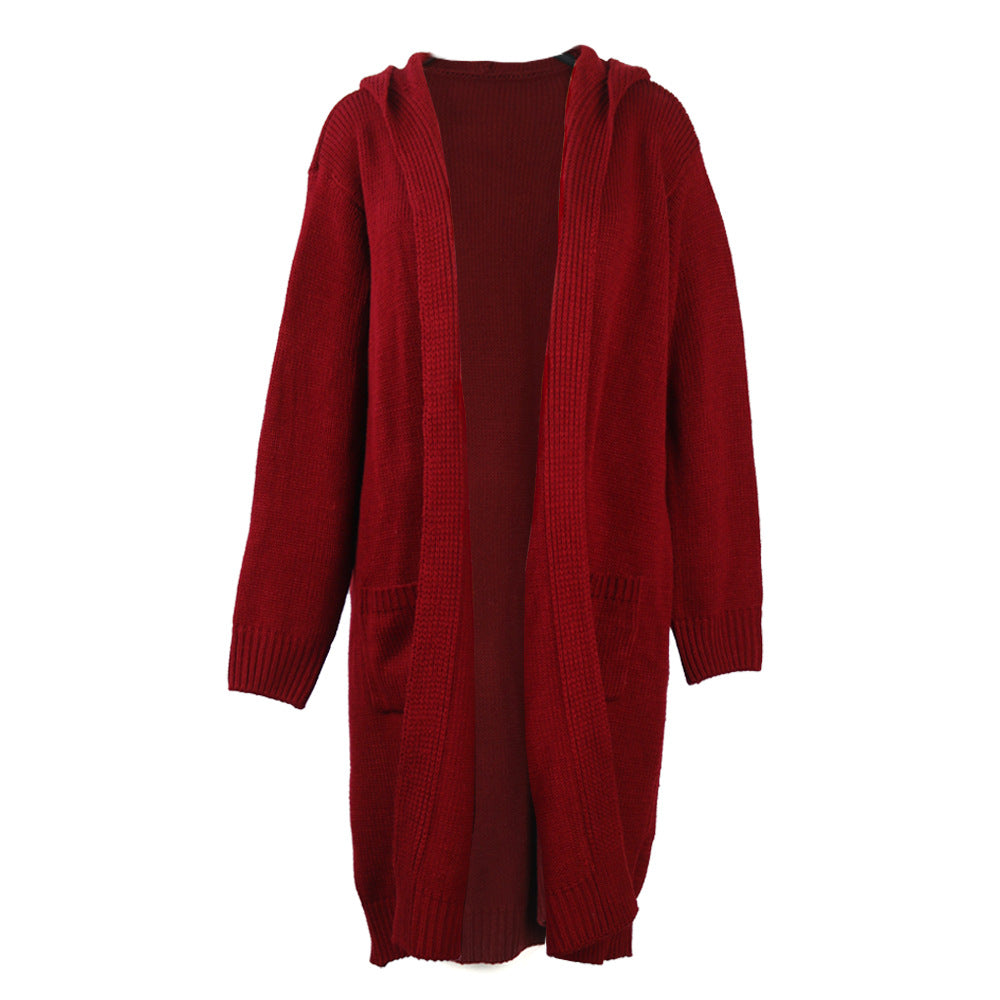 Damen Strickjacke mit Kapuze und bequemen Taschen EB
