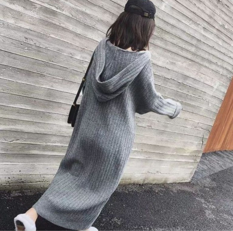 Damen Strickkleid mit geripptem Design und lässigem Schnitt EB