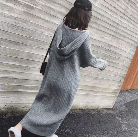 Damen Strickkleid mit geripptem Design und lässigem Schnitt EB