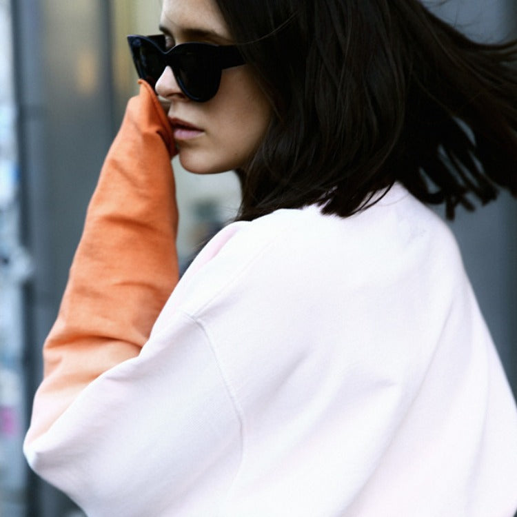 Damen Oversize Dip‑Dye Sweatshirt mit Farbverlauf und geradem Saum EB