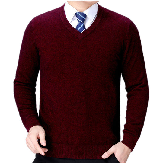 Herren V-Ausschnitt Strickpullover aus weichem Baumwollmix EB