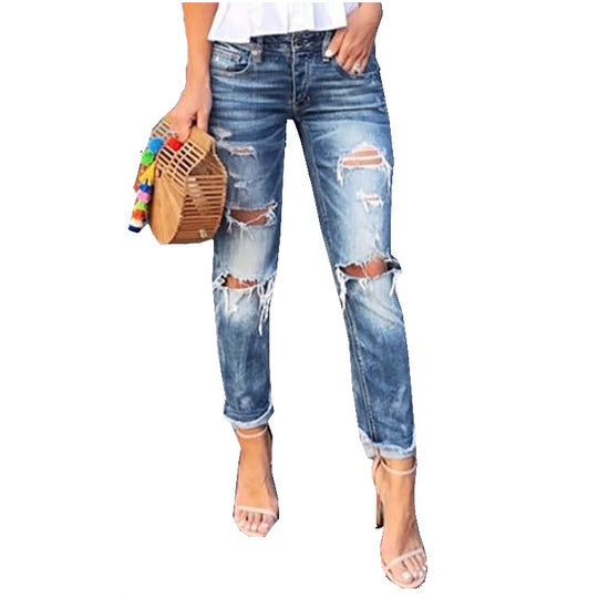 Damen Destroyed Jeans im Boyfriend-Stil EB