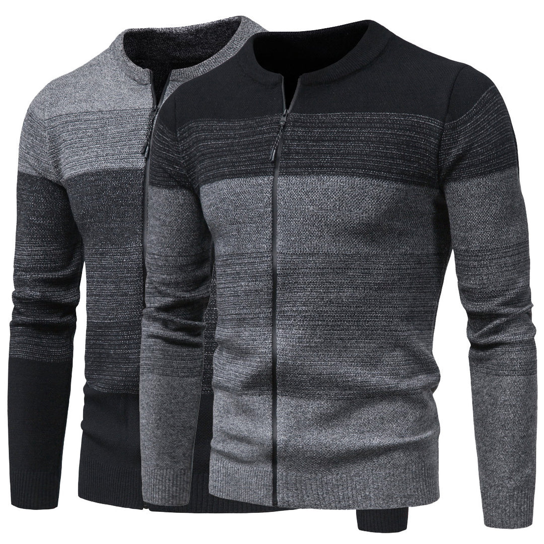 Herren modische Strickjacke mit durchgehendem Reißverschluss und Farbverlauf EB