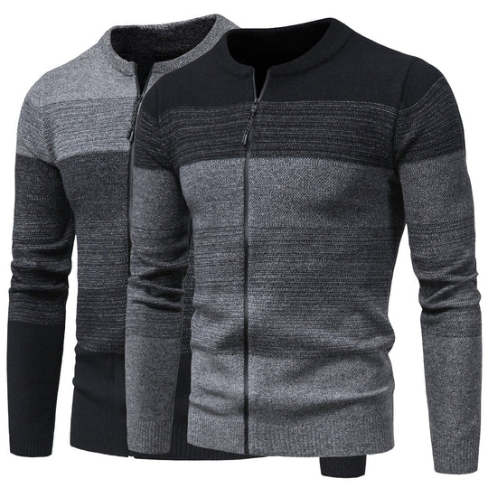Herren modische Strickjacke mit durchgehendem Reißverschluss und Farbverlauf EB