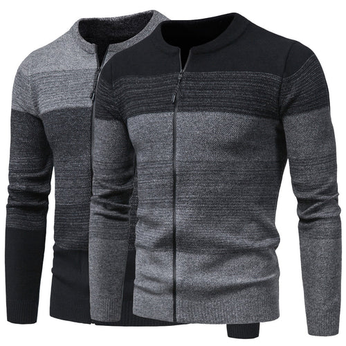 Herren modische Strickjacke mit durchgehendem Reißverschluss und Farbverlauf EB