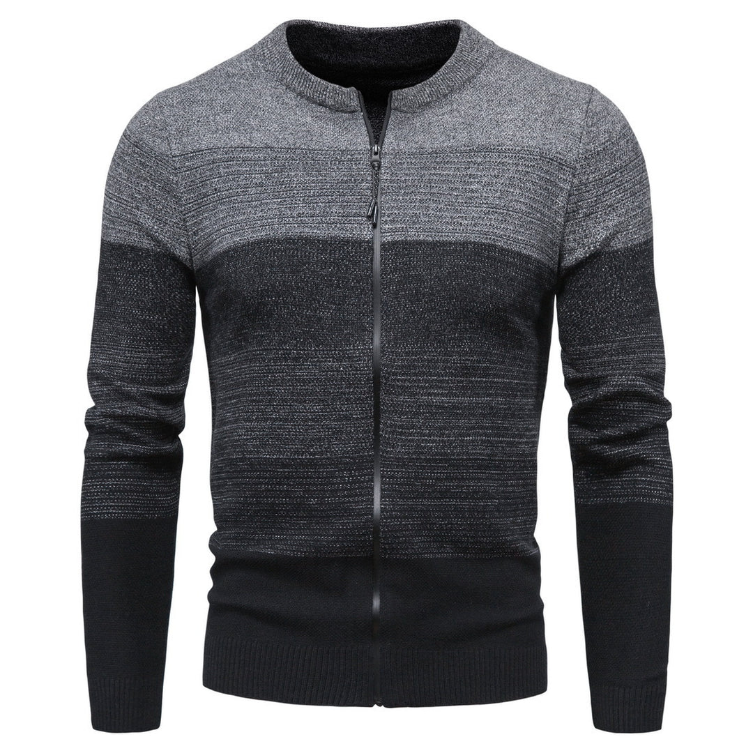 Herren modische Strickjacke mit durchgehendem Reißverschluss und Farbverlauf EB