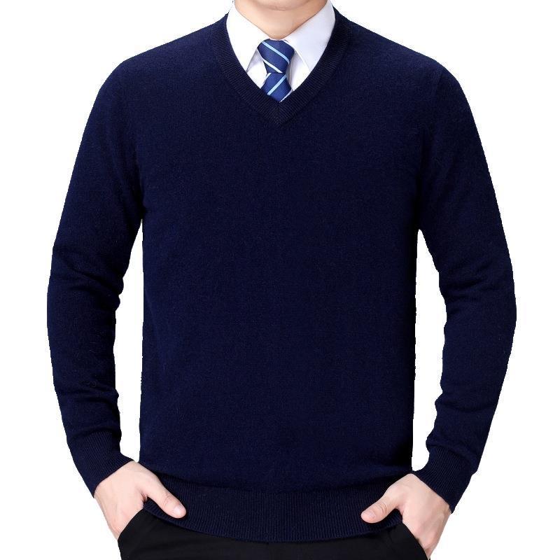 Herren V-Ausschnitt Strickpullover aus weichem Baumwollmix EB
