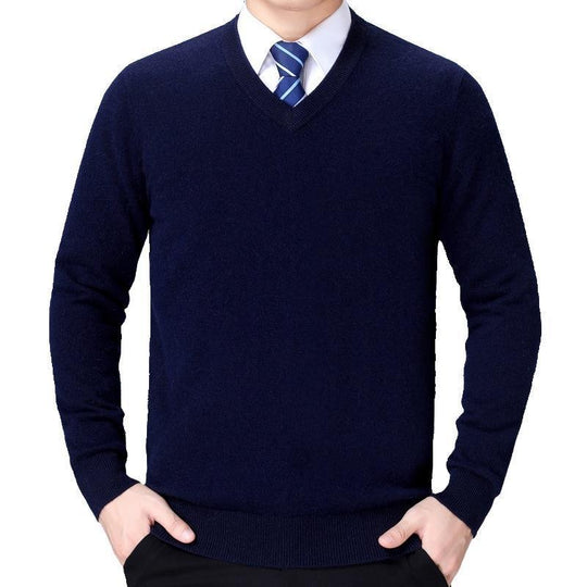 Herren V-Ausschnitt Strickpullover aus weichem Baumwollmix EB