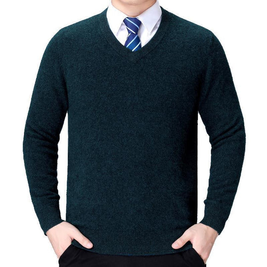 Herren V-Ausschnitt Strickpullover aus weichem Baumwollmix EB