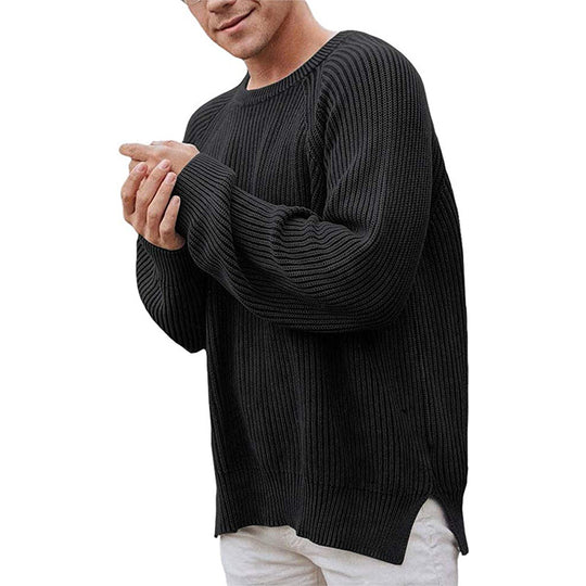 Herren lässiger Strickpullover mit Rippenstruktur und bequemer Passform EB
