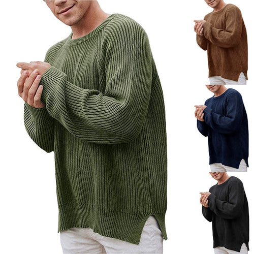 Herren lässiger Strickpullover mit Rippenstruktur und bequemer Passform EB