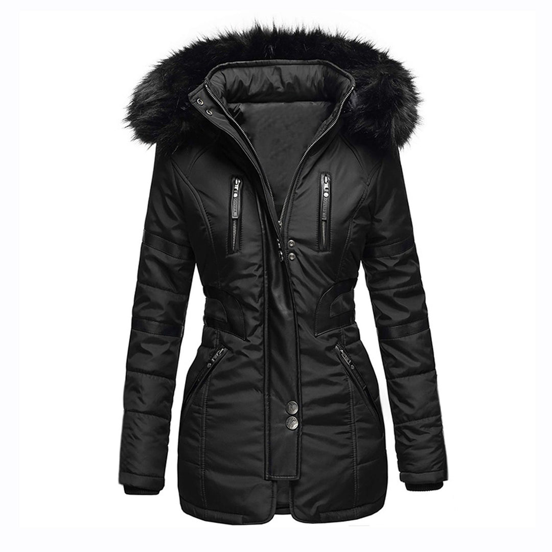 Damen isolierte Parkajacke mit abnehmbarem Kunstfellkragen und vielseitigen Taschen EB