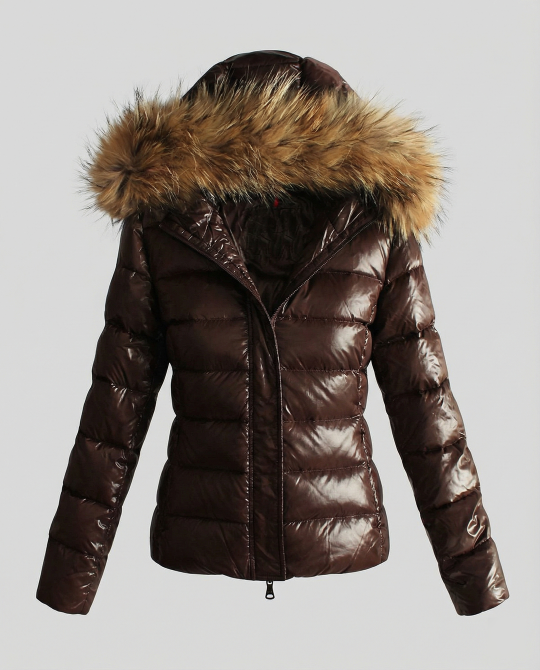 Damen Winterdaunenjacke mit abnehmbarer Kapuze und luxuriösem Fellkragen EB