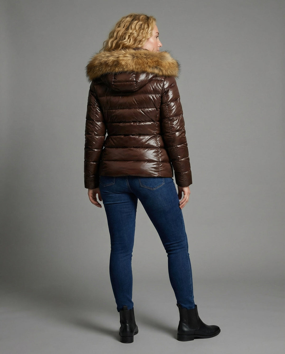 Damen Steppjacke Kunstfellkragen | EB
