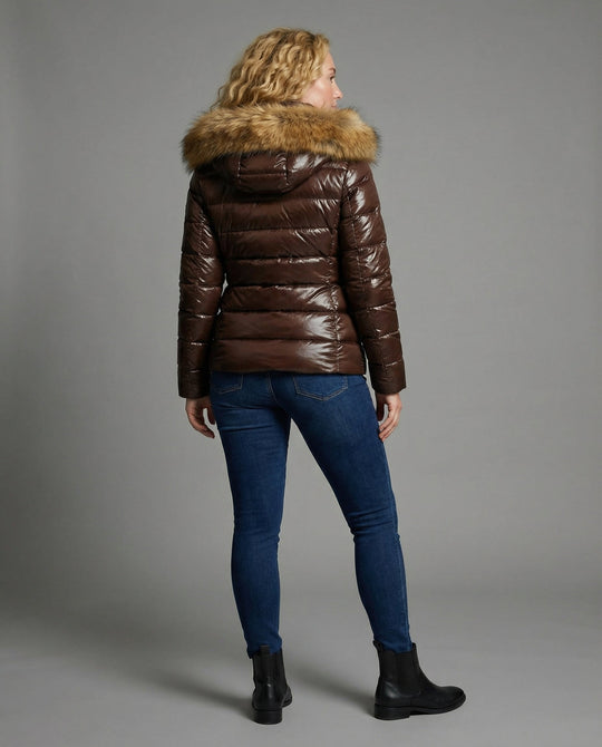 Damen Steppjacke Kunstfellkragen | EB