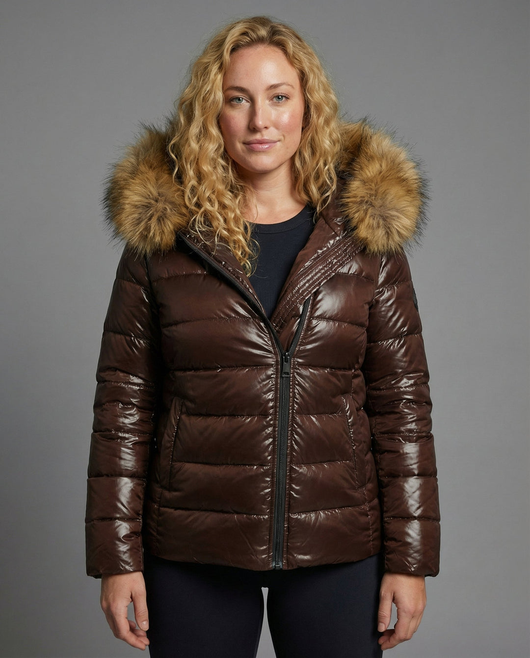 Damen Steppjacke Kunstfellkragen | EB