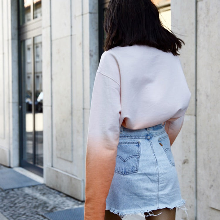 Damen Oversize Dip‑Dye Sweatshirt mit Farbverlauf und geradem Saum EB