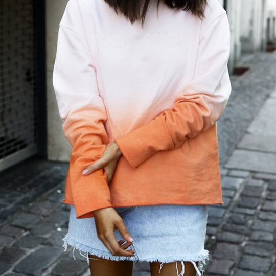 Damen Oversize Dip‑Dye Sweatshirt mit Farbverlauf und geradem Saum EB