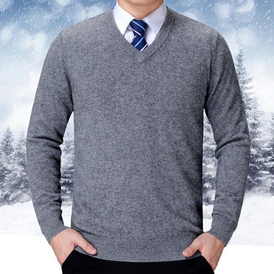 Herren V-Ausschnitt Strickpullover aus weichem Baumwollmix EB