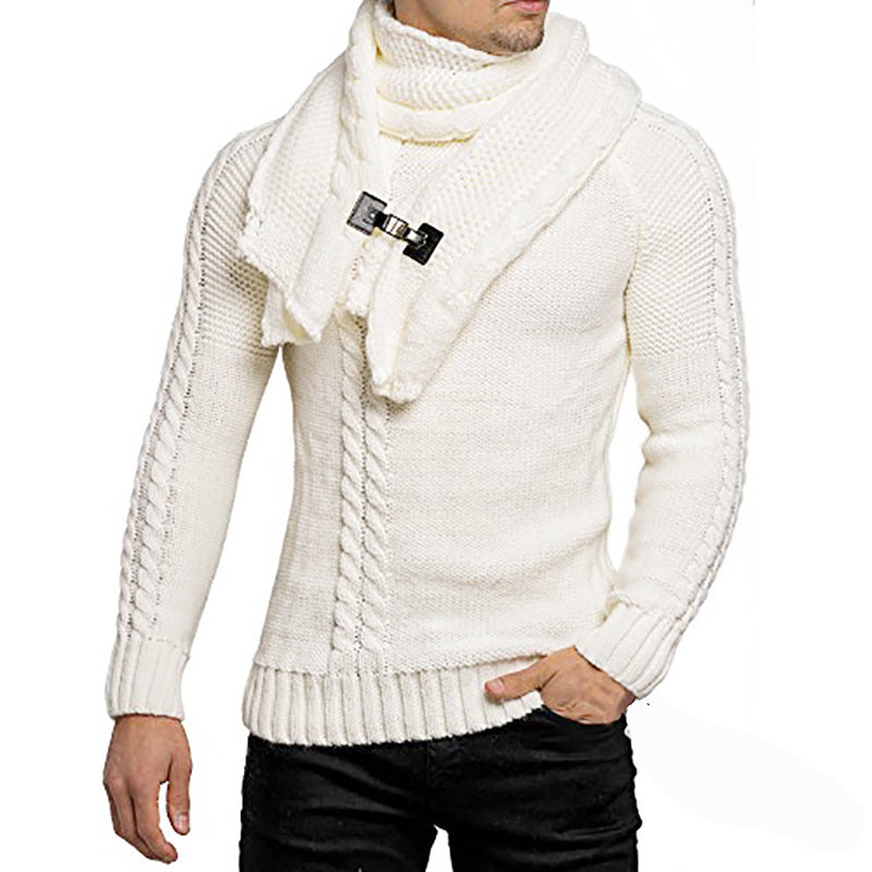 Herren Grobstrickpullover mit praktischem Schal EB