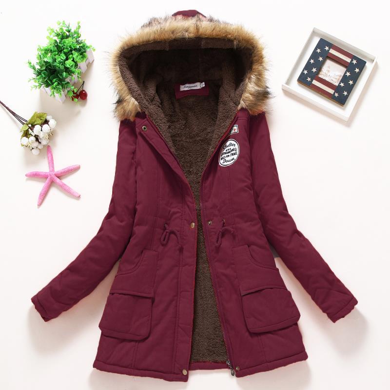Damen Winterparka mit kuscheligem Teddyfutter, tailliertem Kordelzug und abnehmbarer Kapuze EB