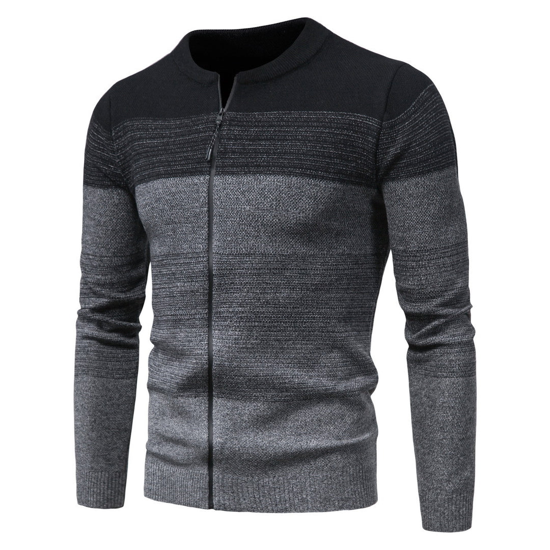 Herren modische Strickjacke mit durchgehendem Reißverschluss und Farbverlauf EB