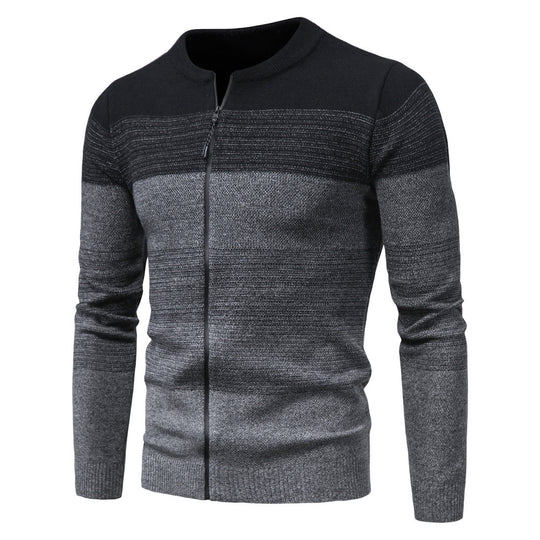 Herren modische Strickjacke mit durchgehendem Reißverschluss und Farbverlauf EB