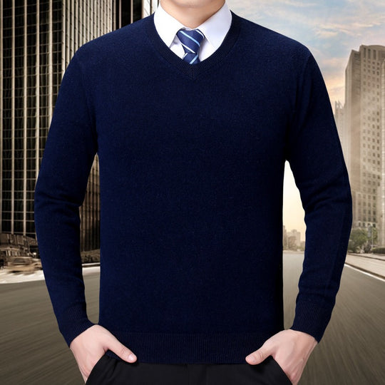 Herren V-Ausschnitt Strickpullover aus weichem Baumwollmix EB