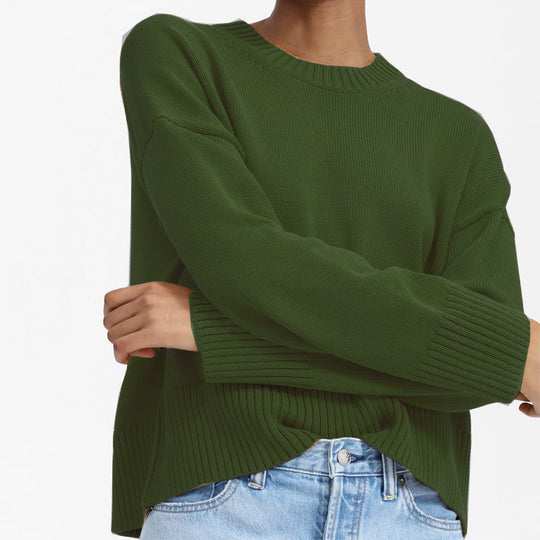 Damen lässiger Oversized Strickpullover mit strukturiertem Design EB