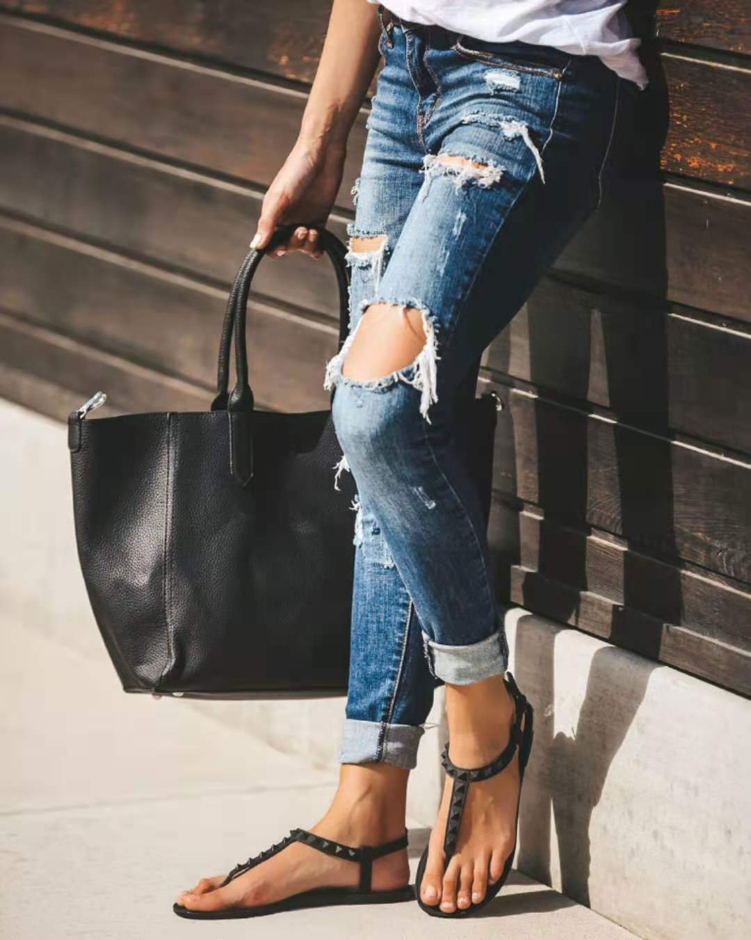Damen Destroyed Denim Jeans EB