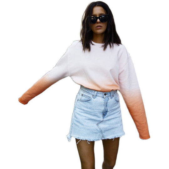 Damen Oversize Dip‑Dye Sweatshirt mit Farbverlauf und geradem Saum EB