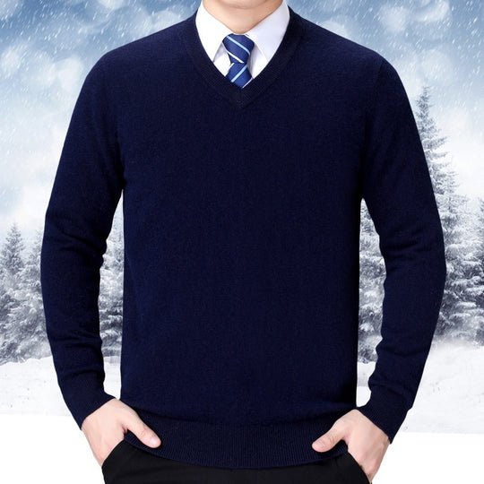 Herren V-Ausschnitt Strickpullover aus weichem Baumwollmix EB