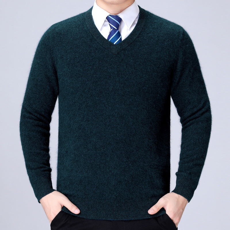 Herren V-Ausschnitt Strickpullover aus weichem Baumwollmix EB